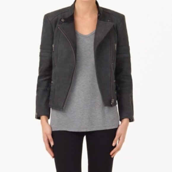 Aritzia Wilfred Free BOBINE Lambskin Moto Leather jacket - Picture 2 of 14